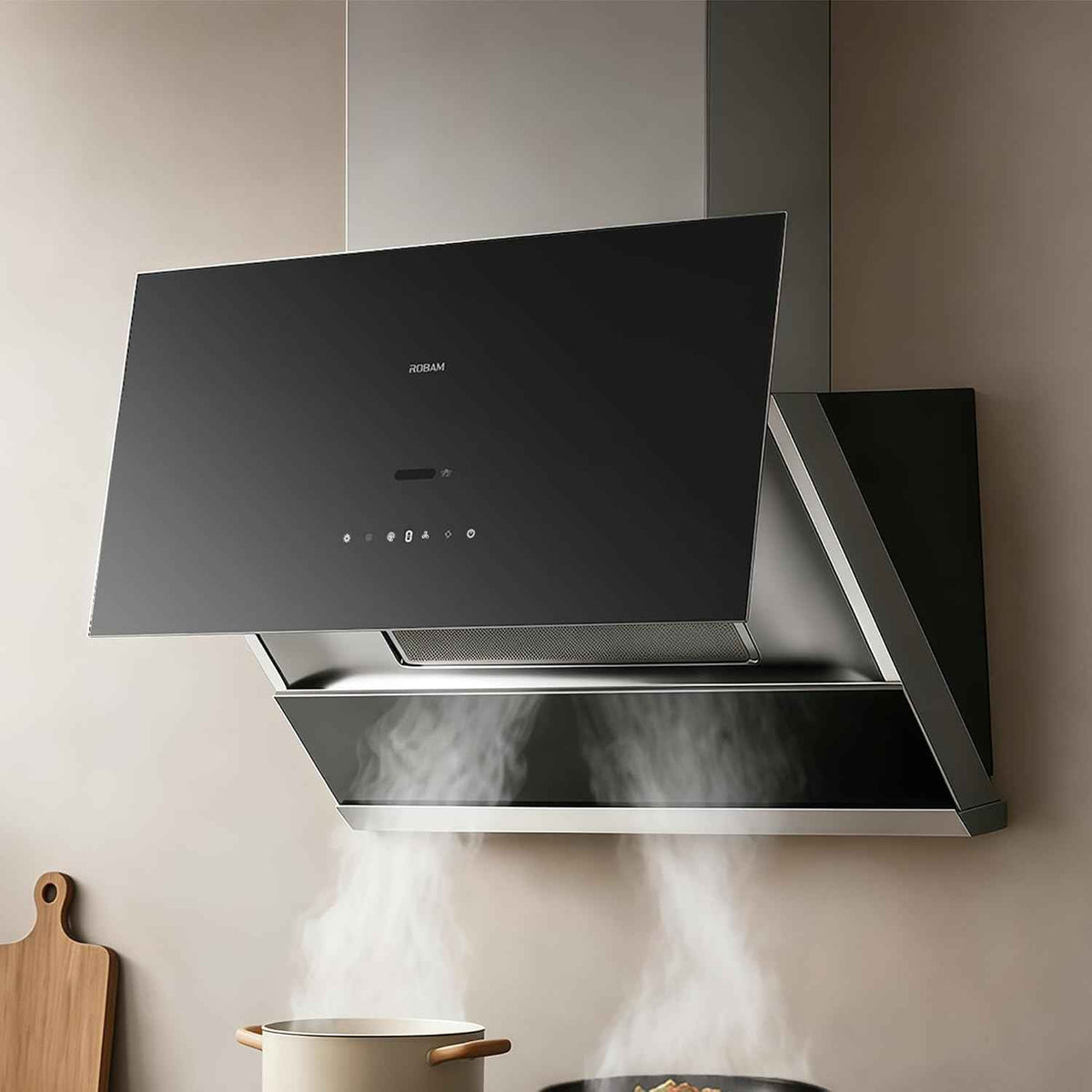 ROBAM R-Max3 30 Inch Range Hood,1200 CFM Vent Exhaust Fan, Brushless Motor, Gesture & Touch Control, Wash-Free Filter, LED Lights, Ducted Wall Mount/Under Cabinet, Easy-Clean Kitchen Vent Hood 53H1S