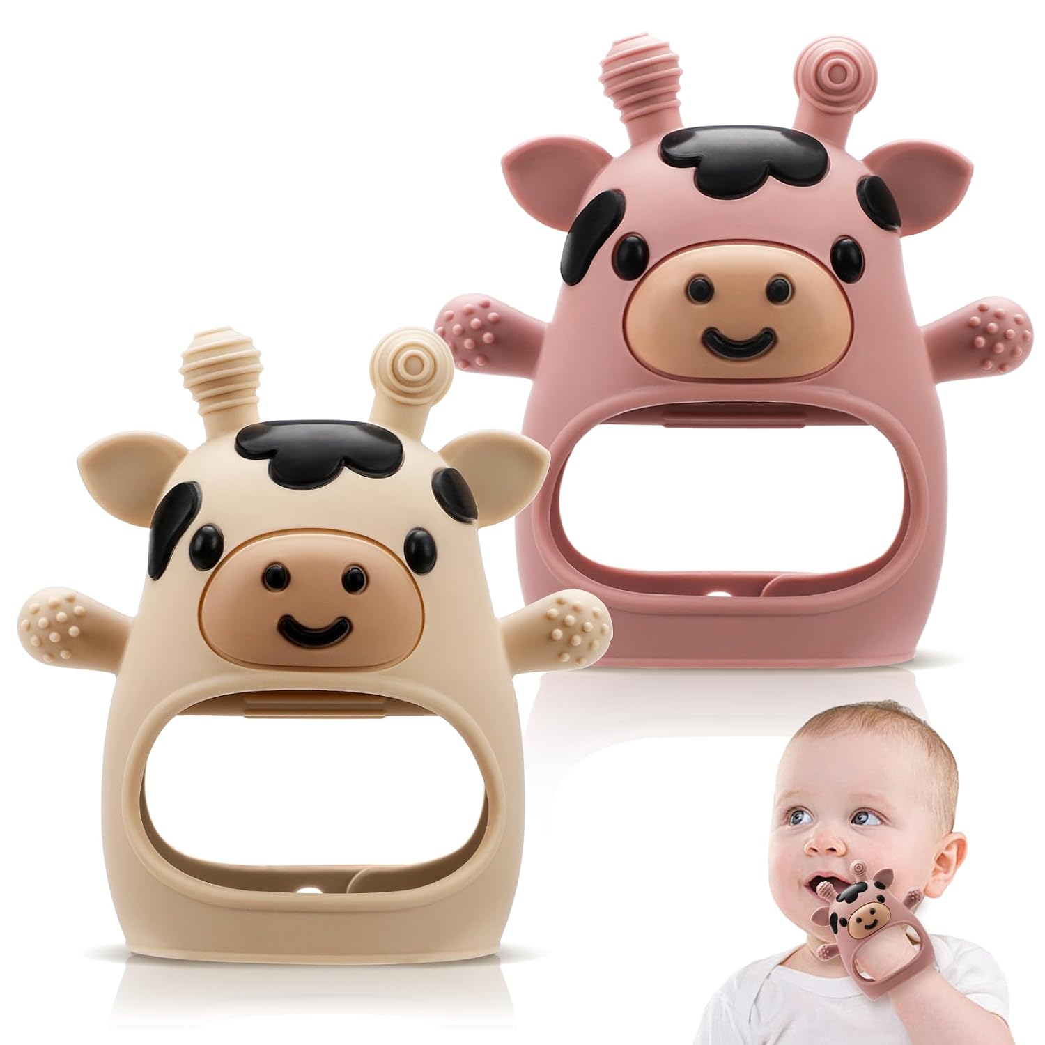 2 Pack Baby Teething Toys 3-6 6-12 Months, Silicone Teether Mittens