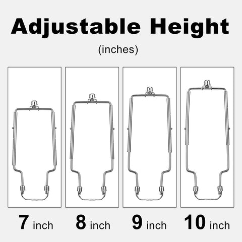 Lamp Harp Kit, 7 8 9 10 inch Adjustable Lamp Shade Holder, Hardware Parts Included Harp Frame and Finials, Standard Saddle, E14 E26 E27 Light Base UNO Fitter Adapter, Lamp Bracket Accessories (Silver)