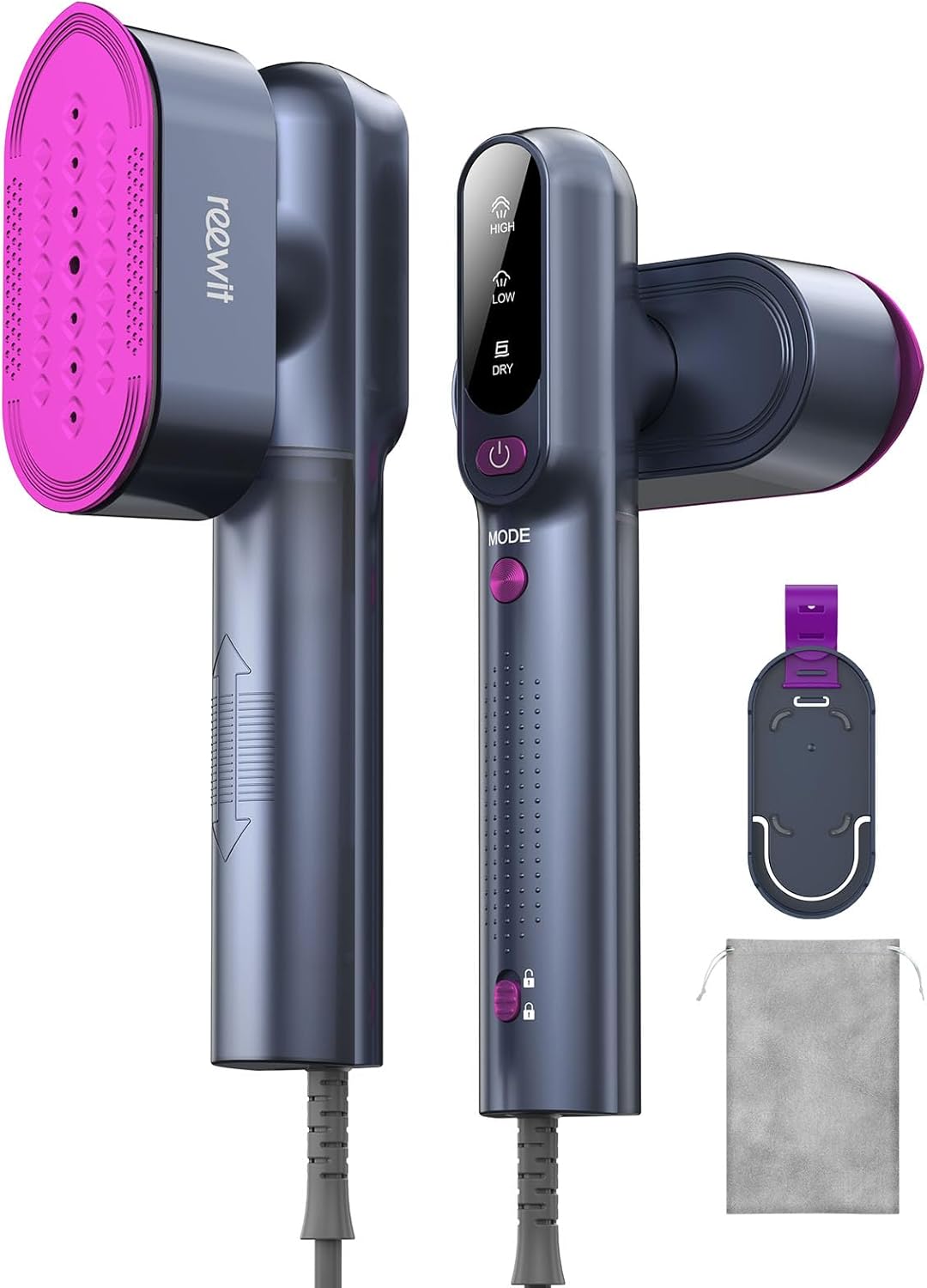 Travel Steamer for Clothes,100-240V Travel Steamer & Iron 2 in 1 with Fast Heat-Up,1200W Portable Handheld Garment Steamer,Travel Size,Large Heat Panel,Fabric Quick Wrinkle Remover for Global & Europe