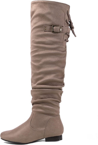 DREAM PAIRS Women's Over The Knee Flats Slouch Thigh Boots