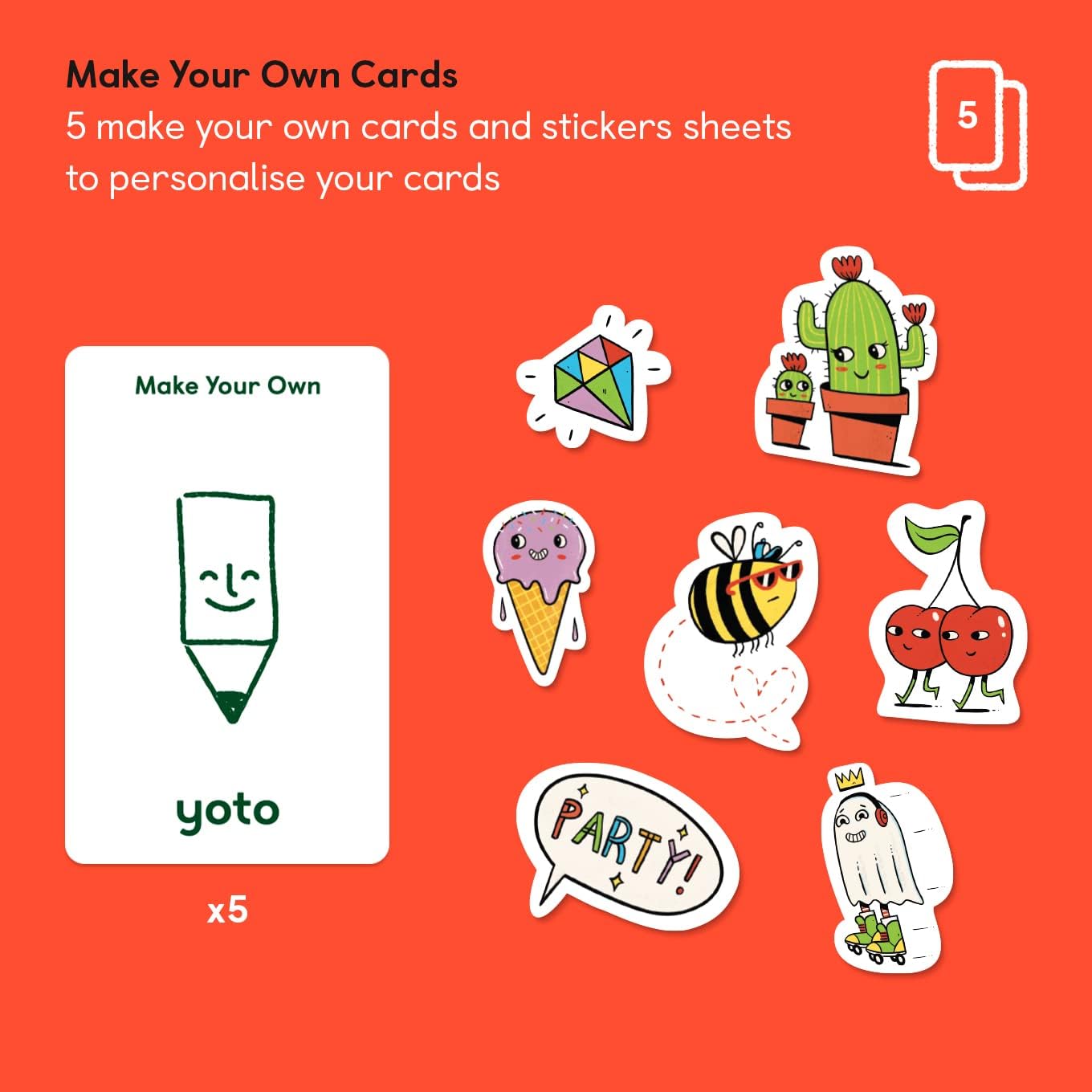 Yoto Make Your Own Cards - 5 Blank Audio Cards for Kids, All Ages