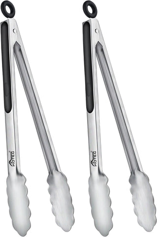 Hotec Tongs for Cooking Premium Stainless Steel Kitchen Tongs Set of 2-12"