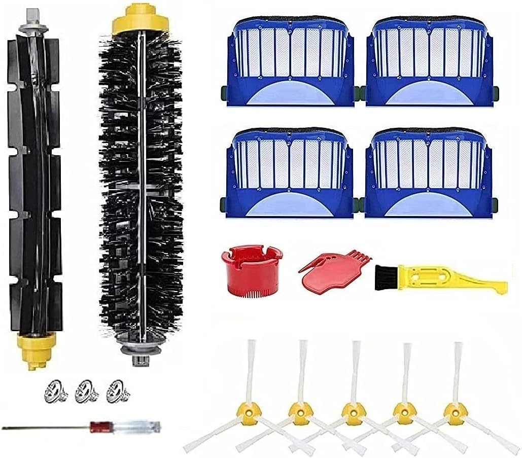 ANBOO Replacement Parts for iRobot Roomba 600 Series 694 692 690 680 660 665 651 650 614 & 500 Series 595 585 564,Filter,Side Brush,Pairs Bristle Flexible Beater Brush