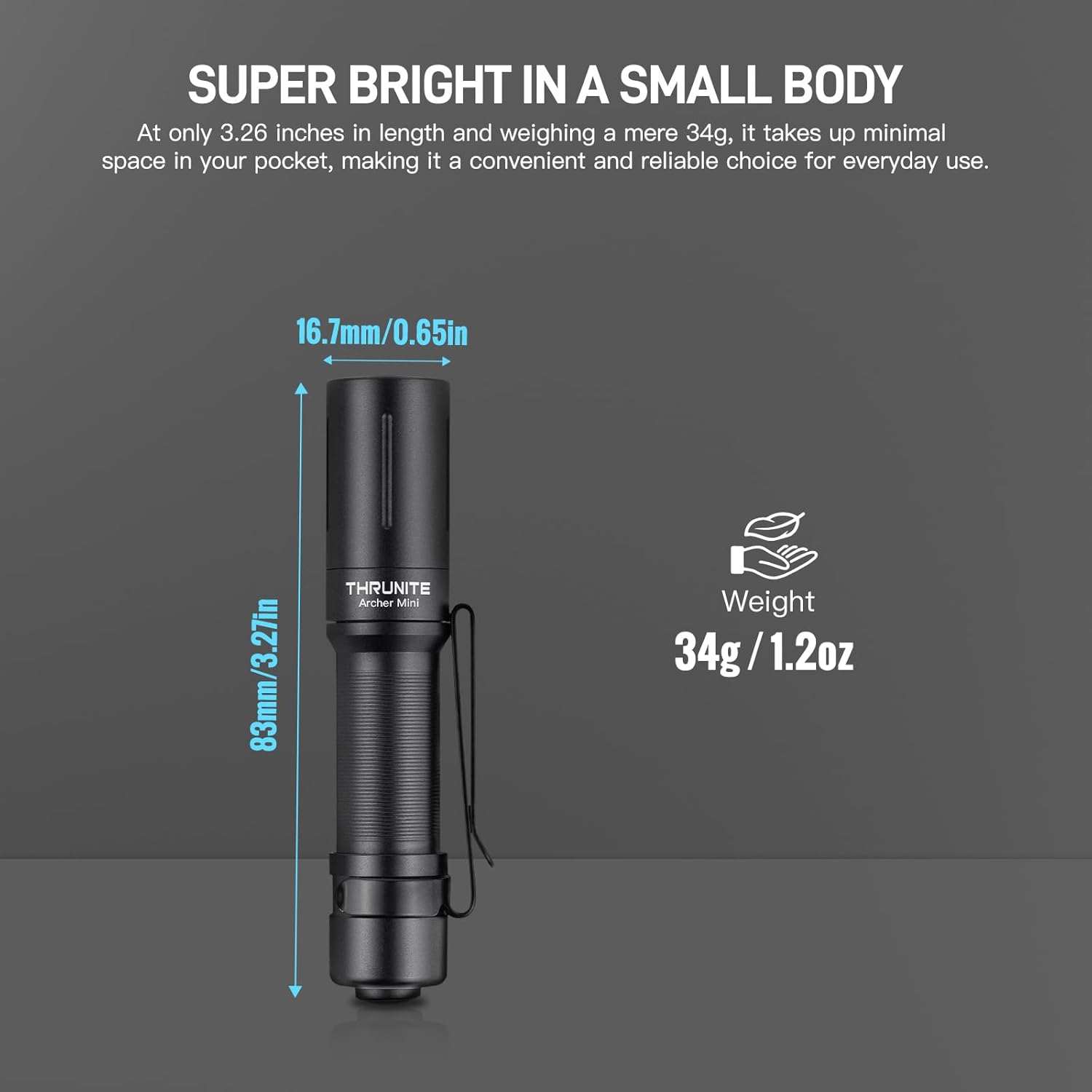 ThruNite Archer Mini USB-C Pocket EDC Flashlight, 405 Lumens IPX8, Black