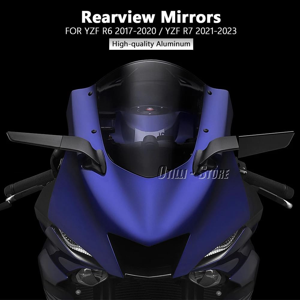 Fit for Yamaha YZF R7 2021-2023 2024 2025/ YZF R9/ YZF R6 2017-2020 Motorcycle Accessories Black Rearview Mirrors 360° Rotatable Wind Wing Side Mirrors for YZF R9 2025-2026