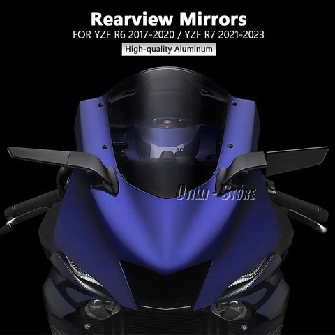 Fit for Yamaha YZF R7 2021-2023 2024 2025/ YZF R9/ YZF R6 2017-2020 Motorcycle Accessories Black Rearview Mirrors 360° Rotatable Wind Wing Side Mirrors for YZF R9 2025-2026