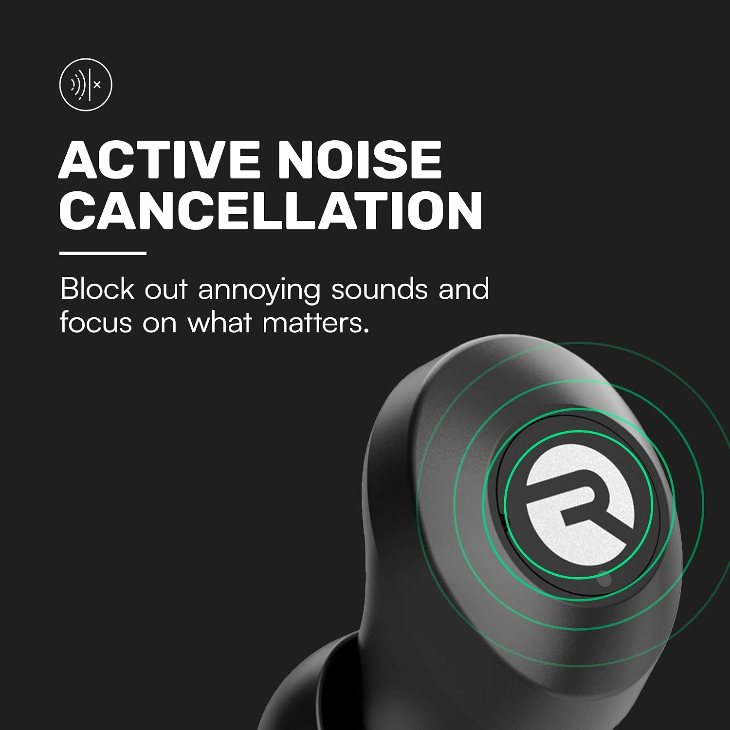 Raycon Everyday Bluetooth Wireless Earbuds with Microphone - Active Noise Cancelling, Sweat & Water-Resistant Earphones, Ear Buds Wireless Bluetooth Up to 32 Hours Playtime (Black)