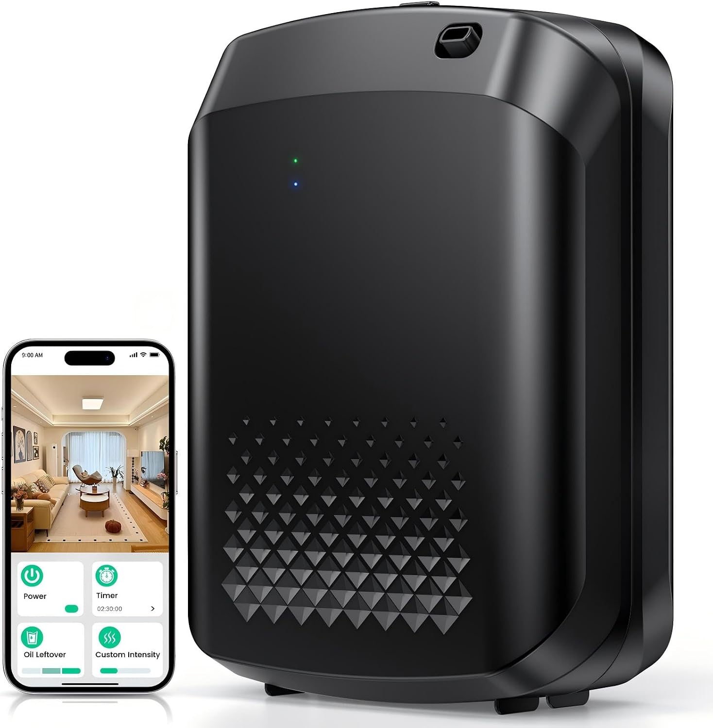 Waterless Essential Oil Diffuser 3000 Sq.Ft Coverage for Large Home Hotel Office, 400ml Cold Air Scent Machine for Aromathrapy, Bluetooth App Control, Quiet Aroma Diffuser Wall Amount Christmas Gift