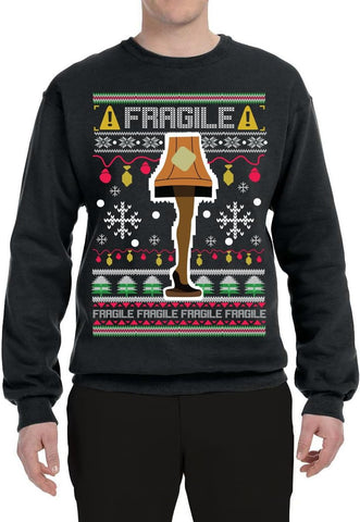 Fragile Leg Lamp Ugly Christmas Sweater Unisex Crewneck Graphic Sweatshirt