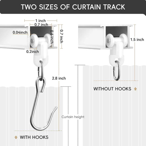 TEAKMAMA Aluminum Ceiling Curtain Track with Roller Hooks, White, 15ft-18ft