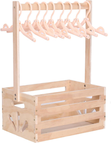 Wooden Baby Shower Crate Closet , Baby Storage nursery Crate Hamper with Handle, Gift Basket for Baby nursery Excluding hangers，Newborn Boy Girl Welcome Gift for New Mom Parents