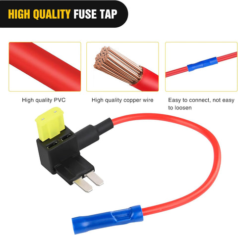 Nilight 10 Pack Micro2 Car Add a Circuit ATR Blade Fuse Tap Adapter | Micro II Fuses Holder with 20Amp Fuse Adding Additional Circuit Without Cutting Splicing Wires