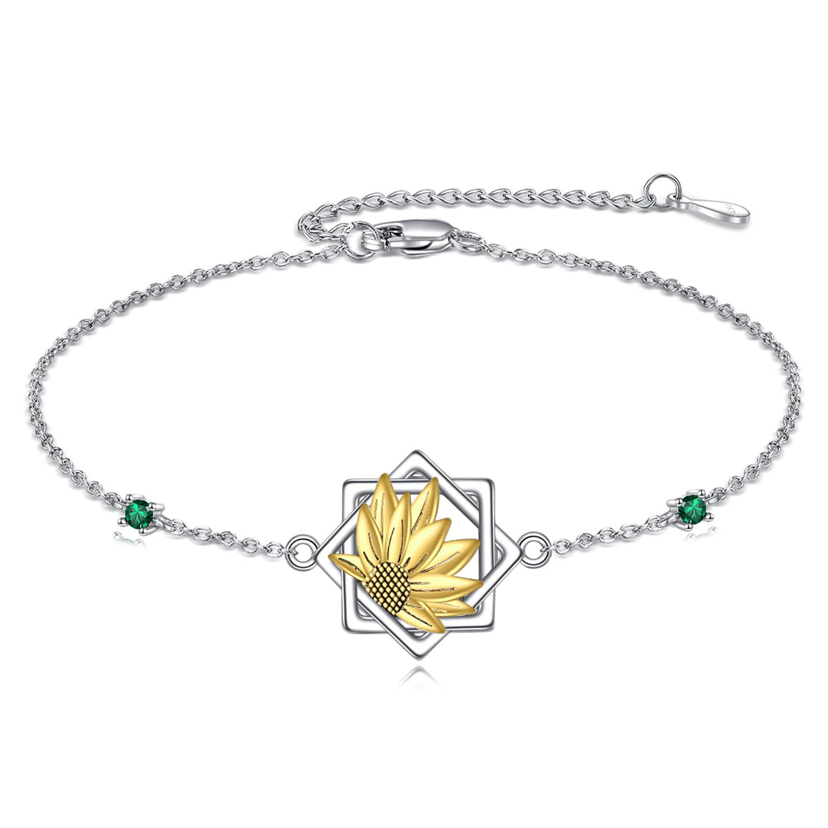 AXELUNA Sunflower Bracelet Sterling Silver Sunflower Anklet Jewelry Gifts for Women
