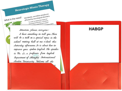 HABGP Plastic Folders with Pockets, 18 Color Heavy Duty Two Pocket Folder