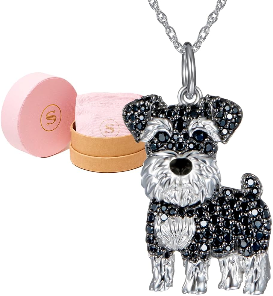 Silver Dog Breed Cubic Zirconia Pendant Necklaces for Women