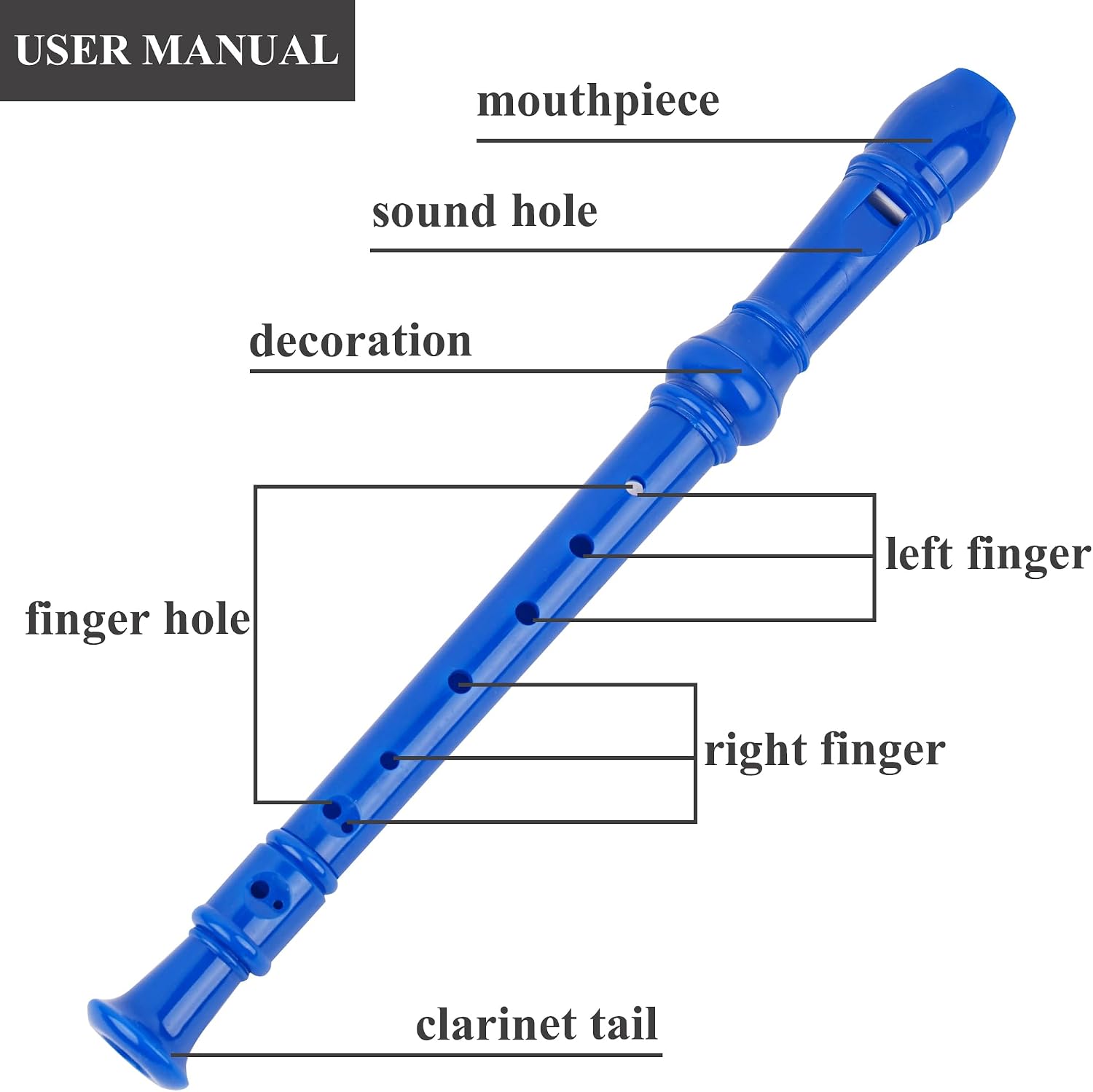 Recorder Instrument for Beginner Adults,8-Hole Soprano Descant Recorder Music Flute with with Cleaning Rod & Leather Case For Home Entertainment(2-Blue Quicksand)