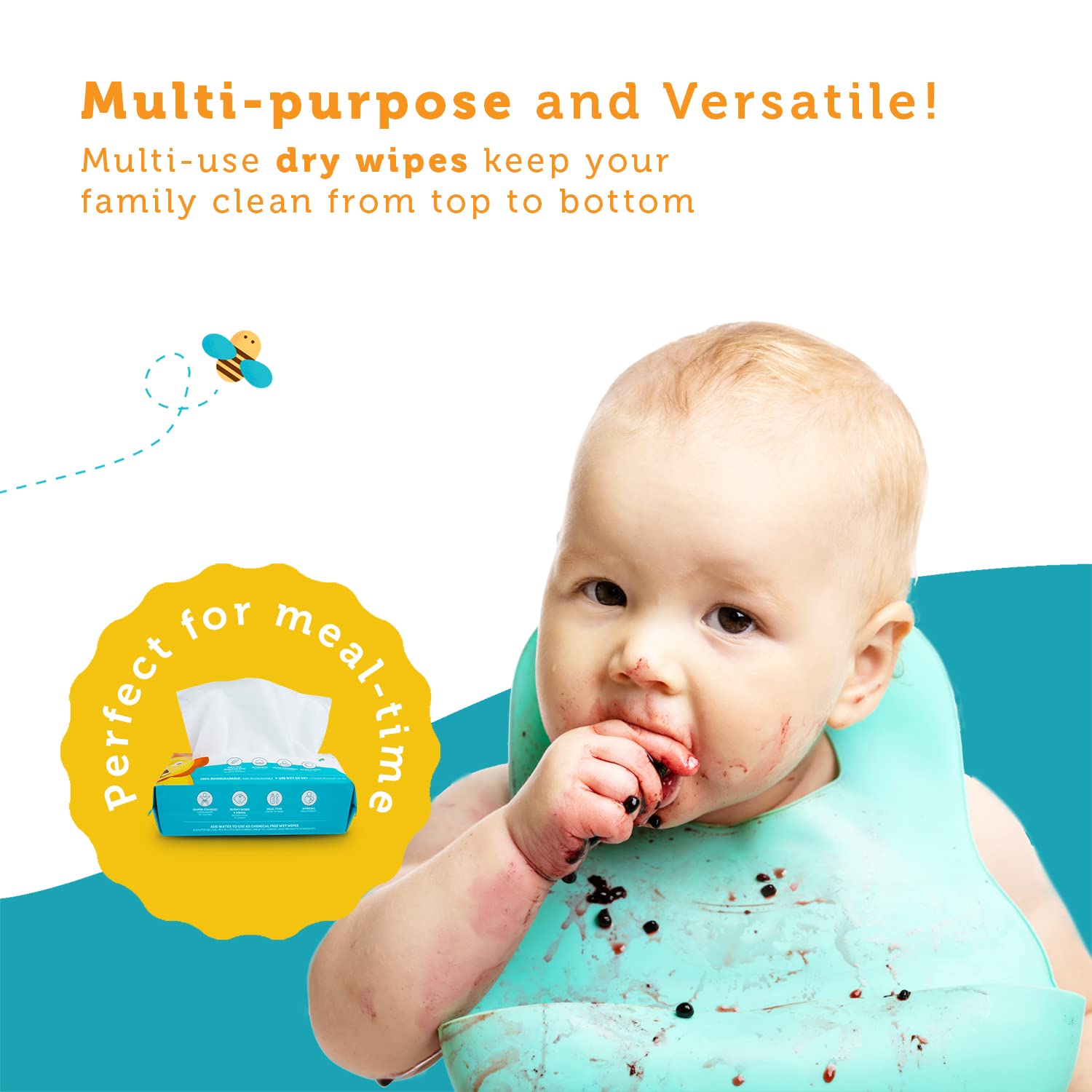 Whoopsie Wipes – The Original 100% Pure Cotton Dry Baby Wipes (600 Count)