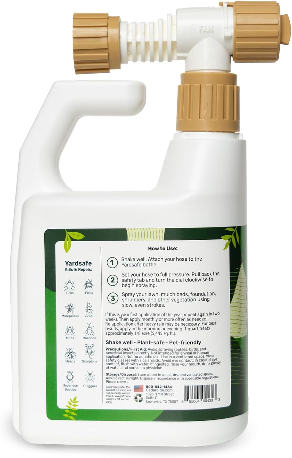 Cedarcide YardSafe | Kills & Repels Mosquitoes, Ticks, Fleas, Mites & More with Natural Essential Oils | Family & Pet-Safe | Eco-Friendly | 1 Quart (32 Oz.)