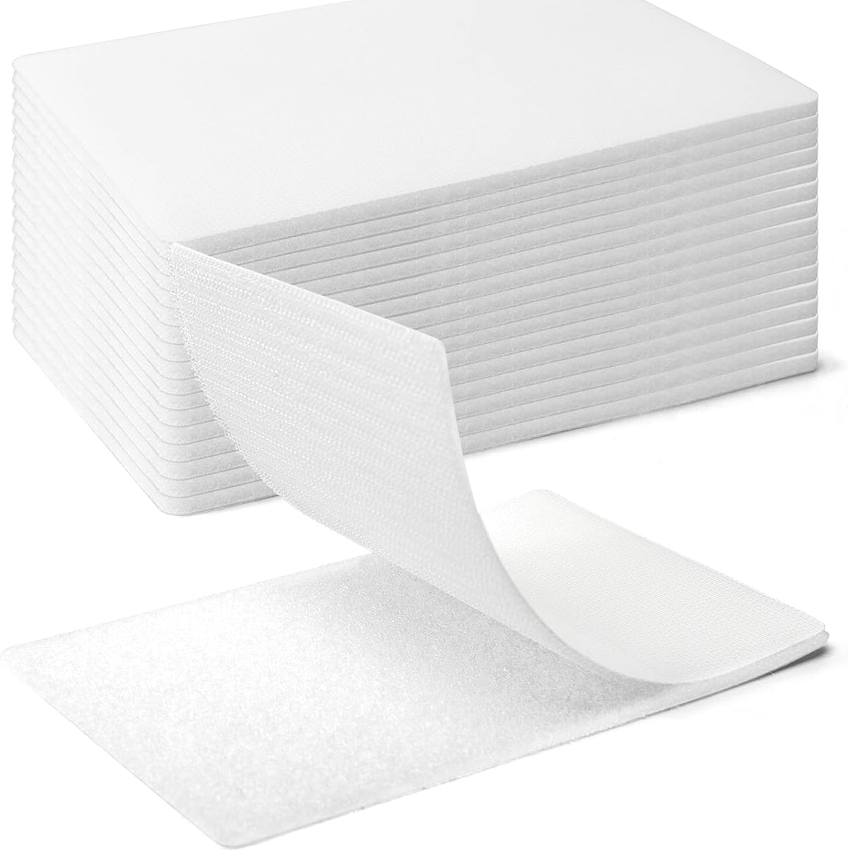 Art3d 40 Sets Hook and Loop Tape Sticky Back, 4"x6" Double-Sided Command Adhesive Strip Heavy Duty, White