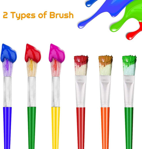 10Pcs Paint Brushes for Kids, Anezus Kids Paint Brushes Toddler Large Chubby Brushes Round and Flat Preschool Painting Brushes for Washable Paint Acrylic Paint