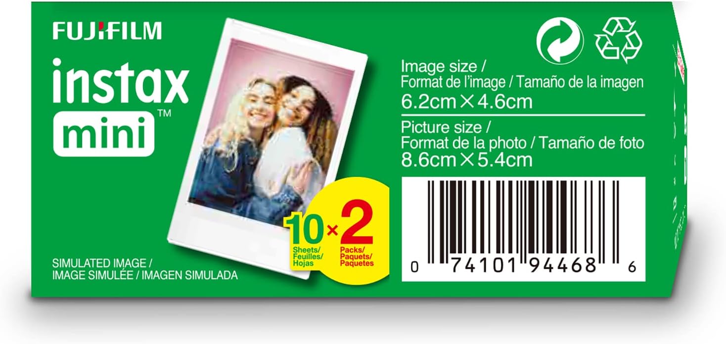 FUJIFILM Instax Mini Instant Film Twin Pack (White), 20 Photos