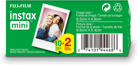 FUJIFILM Instax Mini Instant Film Twin Pack (White), 20 Photos