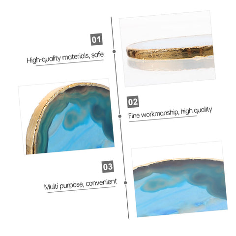 Unomor 3pcs Jade Coaster Agate Coasters for Drinks Coasters for Coffee Table Green Home Decor Tea Coaster Coffee Coasters Coffee Cup Rack Marble Coaster Natural Rough Agate Core Pad