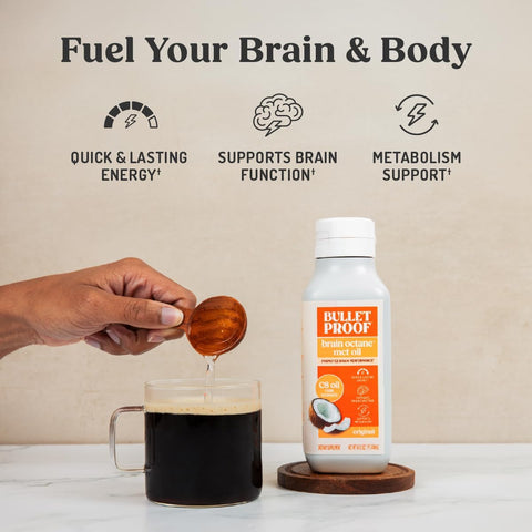 Bulletproof Brain Octane C8 MCT Oil, 16 oz (3-Pack) – 100% C8 from Coconut