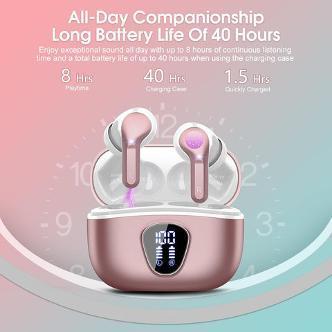 Wireless Earbuds, Bluetooth 5.4 Headphones HiFi Stereo, Bluetooth Earbuds