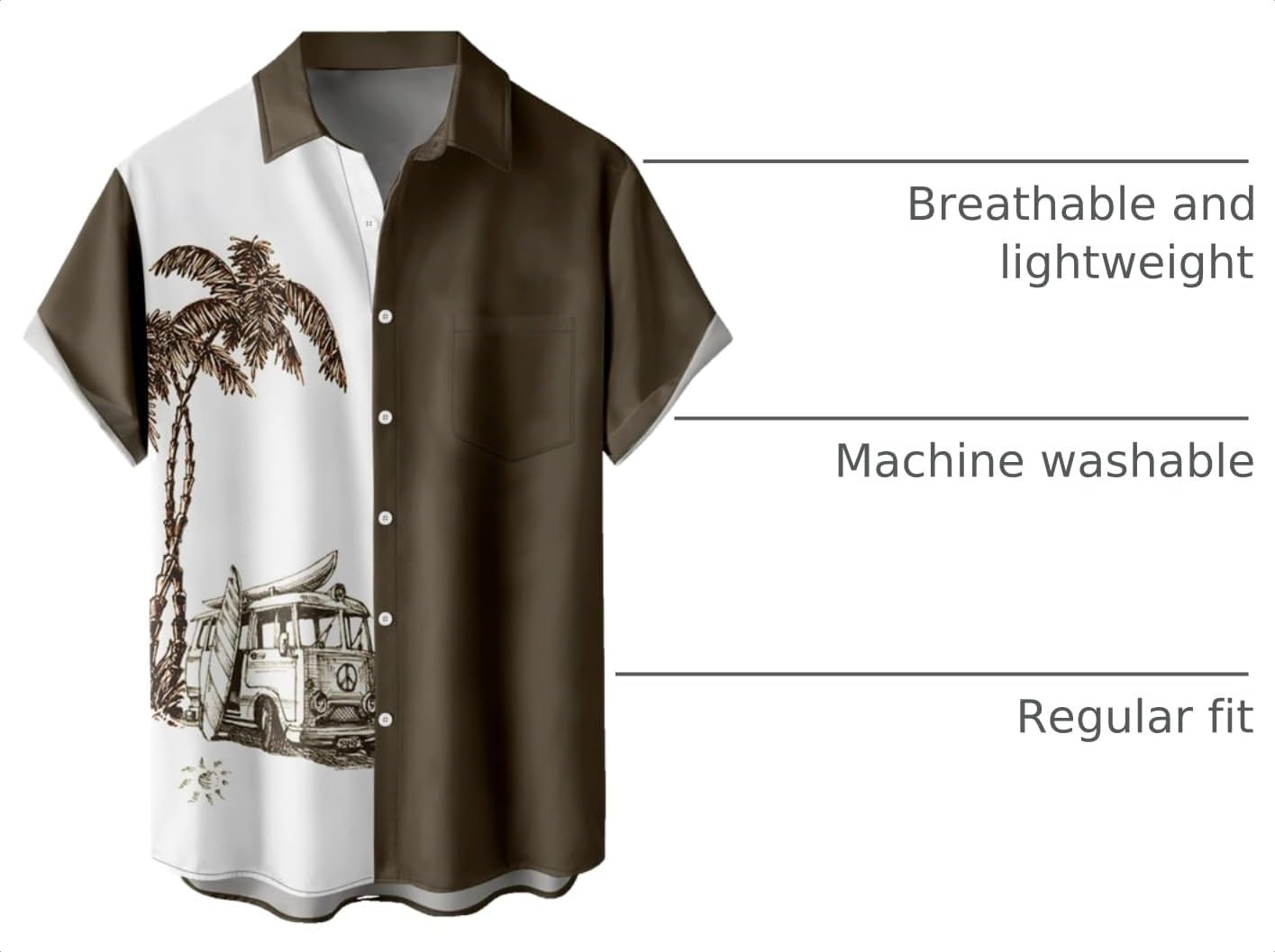 Hawaiian Shirts for Men Loose Short Sleeve Mens Beach Shirts Resort Casual Shirts