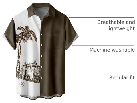 Hawaiian Shirts for Men Loose Short Sleeve Mens Beach Shirts Resort Casual Shirts