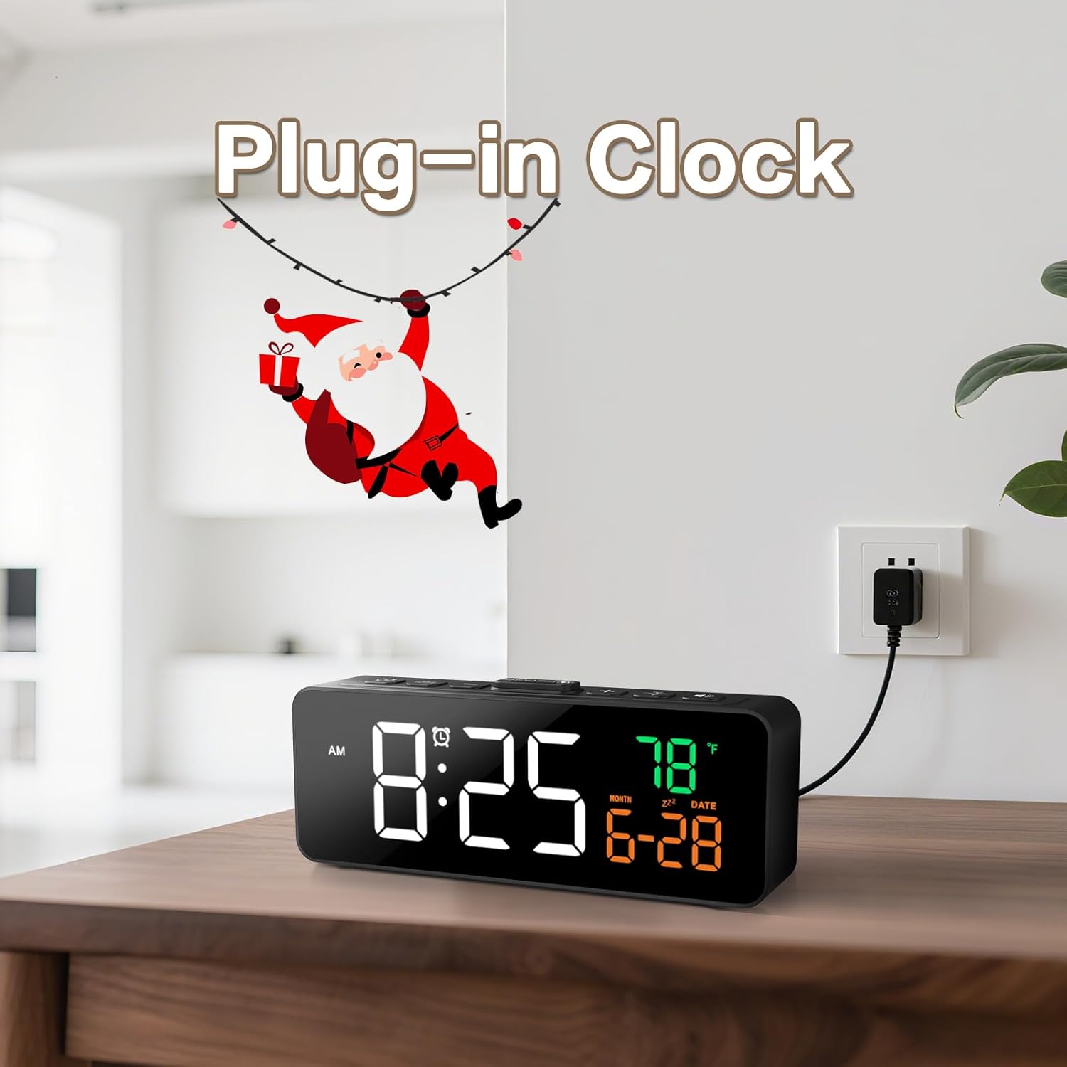 Netzu 3-in-1 Digital Clocks for Living Room, Small & Compact Alarm Clock