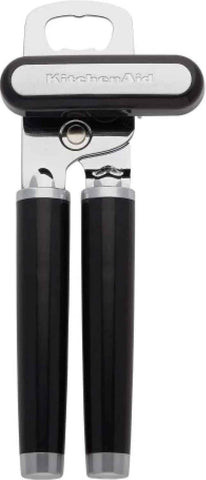 KitchenAid Classic Multifunction Can Opener and Bottle Opener Easy to Use, Razor Sharp Stainless Steel Cutting Wheel, Soft Ergonomic Handles, Black