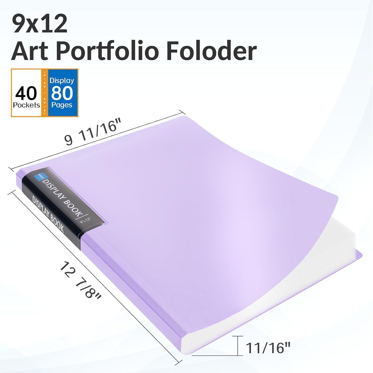 Sooez Art Portfolios 9"x12", 40 Pockets Large Portfolio Folder Display