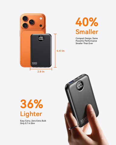 Portable Charger 10000mAh with 4 Built-in Cables 40% Smaller