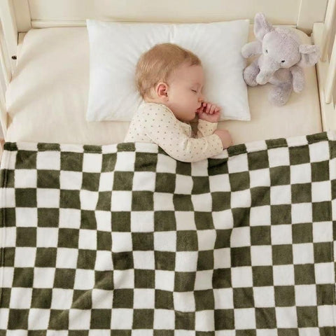 4 Pcs Baby Blankets,Fleece Checkered Baby Blanket, Cozy and Fluffy Crib Blankets for Boys- Toddler Receiving Blankets 30×40