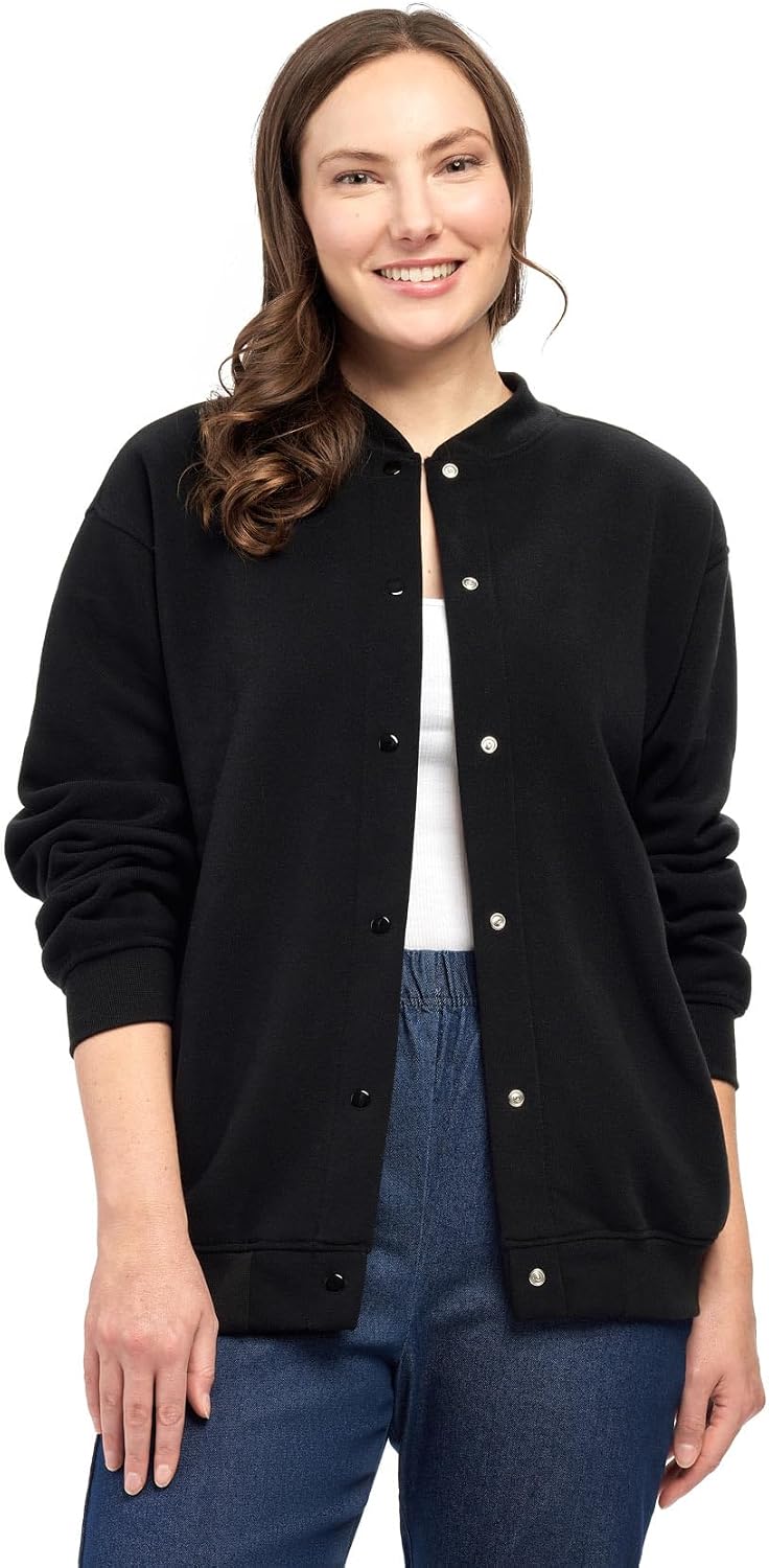 Turtle Bay New York Womens Snap Up Jacket - Soft, Fleecy Lining for Three-Season Comfort