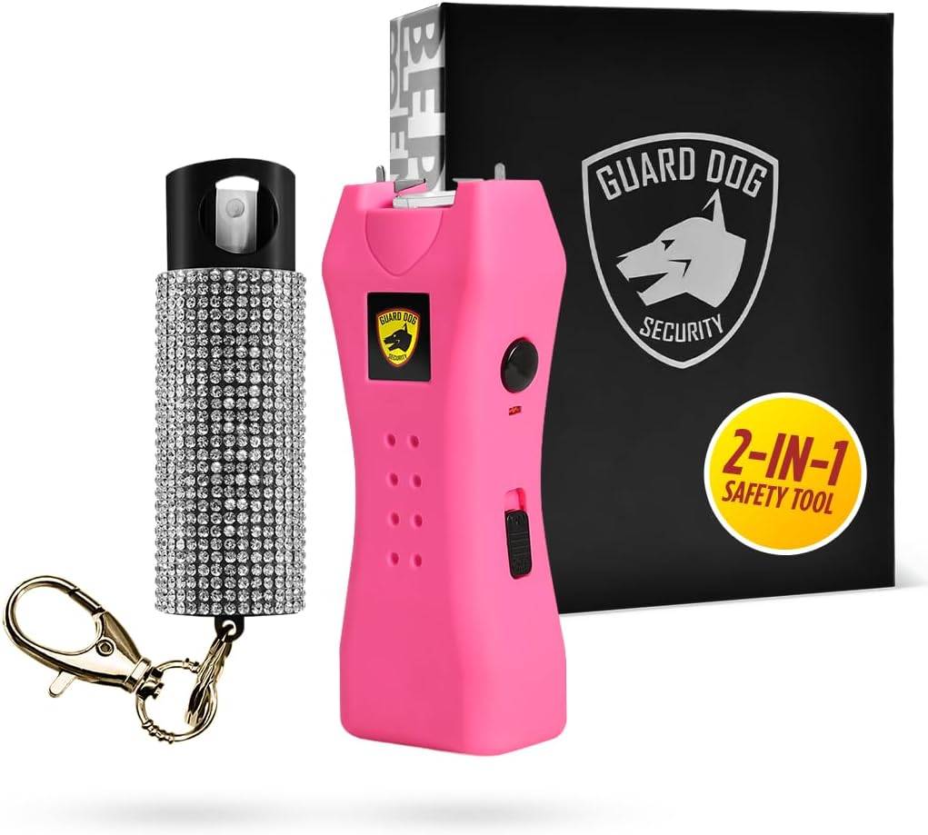 Guard Dog Security Pepper Spray and Stun Gun Flashlight, Rechargeable, Self-Defense Keychain for Women, Pepper Spray Stun Gun Combo, Personal Security Value Set, Rechargeable Flashlight