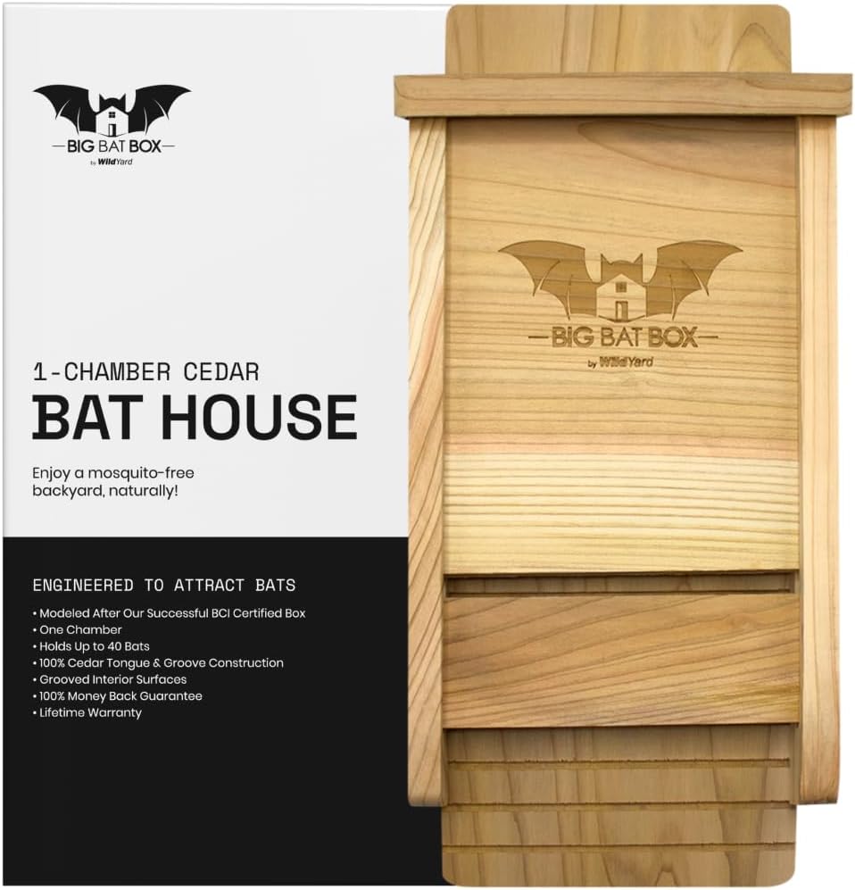 BIGBATBOX Bat House for Outdoors - 1 Chamber, No Interior Paint, Cedar