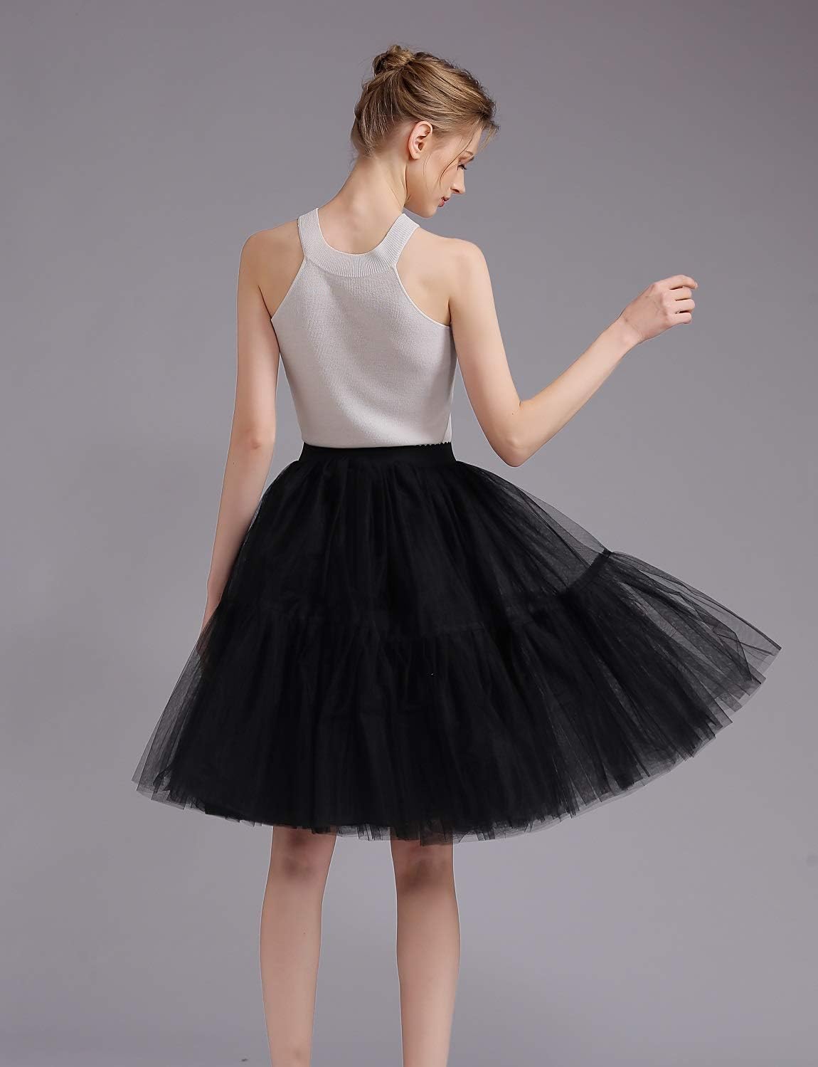 Womens Knee Length Princess Petticoat Underskirt Tulle Tutu Skirt for Prom Party P84