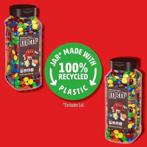 M&M'S Milk Chocolate Candy, Resealable Jars, Party Size, 25.5 oz, 2 Pack