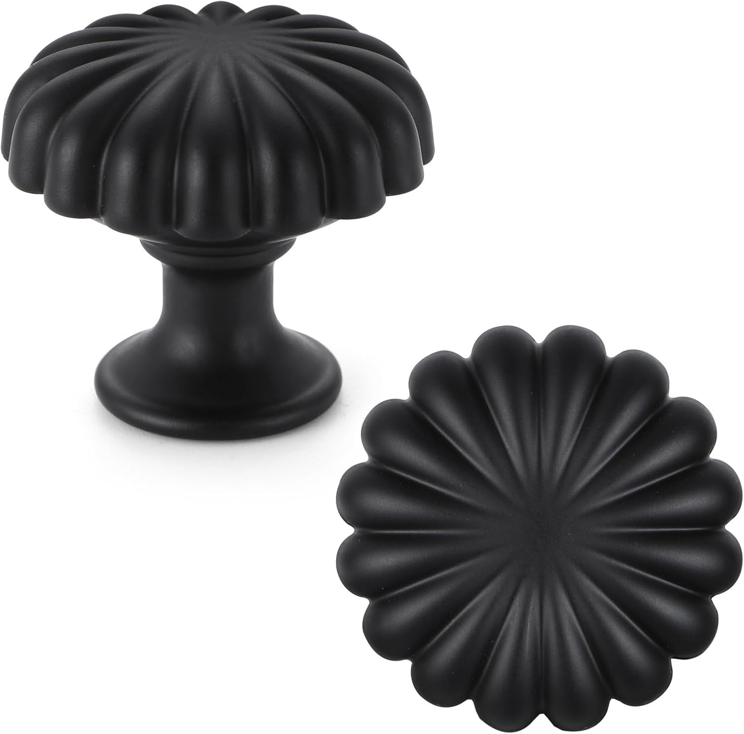 Matte Black Cabinet Knobs，20 Pack Solid Drawer Pulls for Dressers