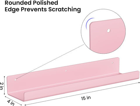 upsimples 4 Pcs 15" Acrylic Shelves for Wall Decor and Display, Pink