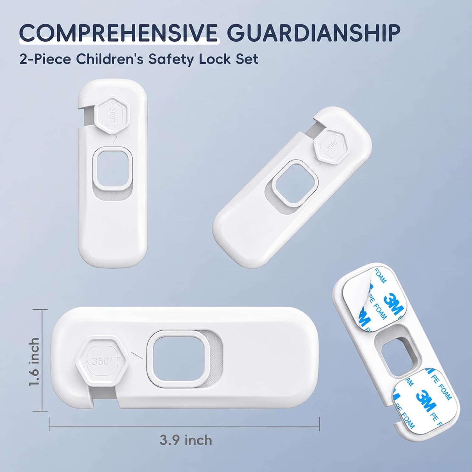 2-Pack Fridge Locks, Child Proof Refrigerator/Freezer Door Lock, Child Safety Cabinet Lock with Adhesive Pads - Freezer Latch to Keep Door Closed for Latches,Drawer,Closets,Oven (White)