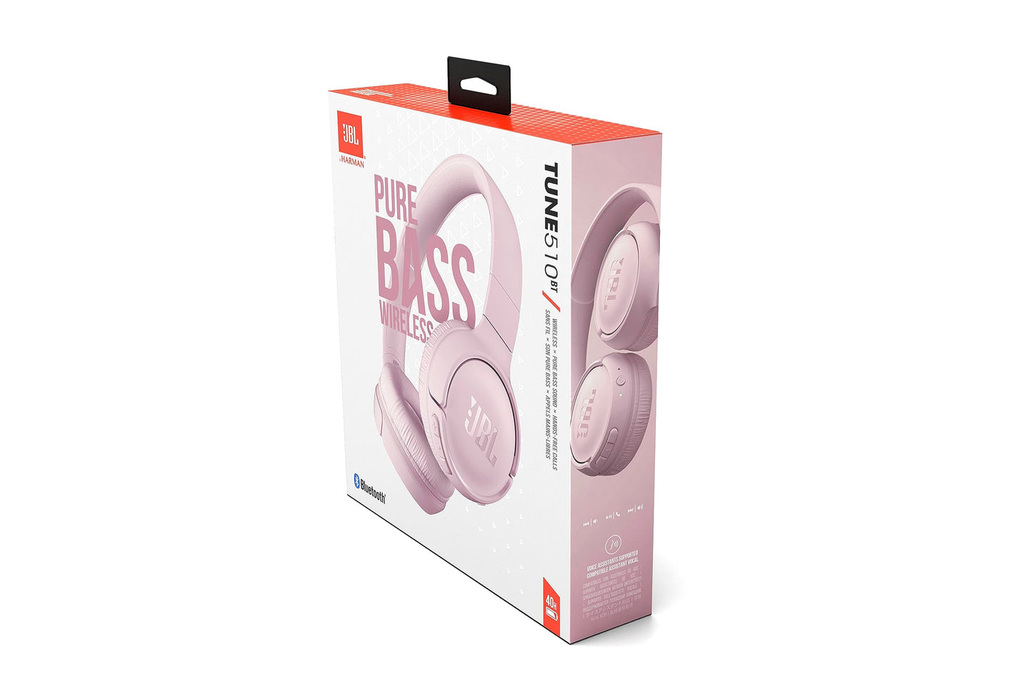 JBL Tune 510BT: Wireless On-Ear Headphones with Purebass Sound - Rose, Medium