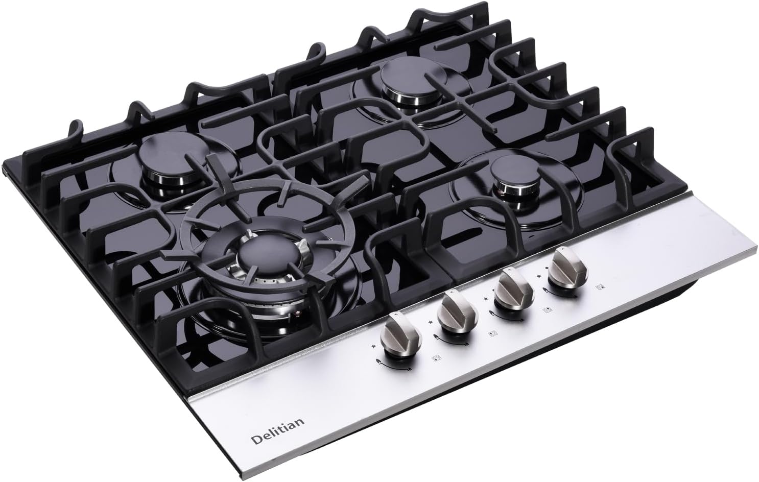 24 Inch Gas Cooktop DT4188A Tempered Glass Built-in Gas Stovetop, 4 High Efficiency Burners LPG/NG Convertible Gas Stove Top Dual Fuel Gas Hob