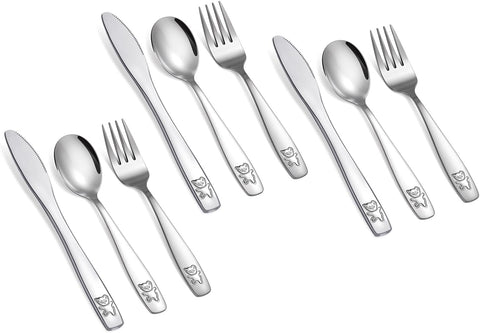 9-Piece Kids Silverware Set, Stainless Steel Toddler Fork Spoon Knife Set