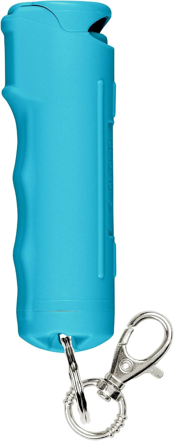 SABRE Pepper Spray with Fast Flip-Top Safety & Snap‑Clip Keychain for Self Defense - Maximum Police Strength OC with UV Marking Dye, 10‑Sec. Spray, 14-ft Range, Finger Grip, Made in USA, 0.54 fl oz