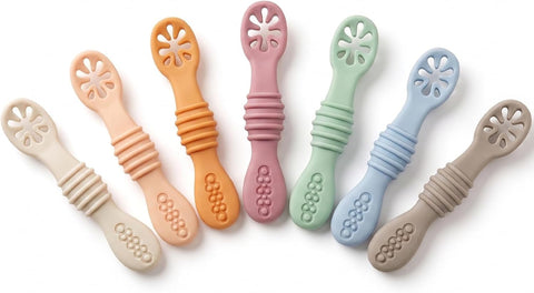 PandaEar 7 Pack Silicone Baby Feeding Spoon, Baby Led Weaning